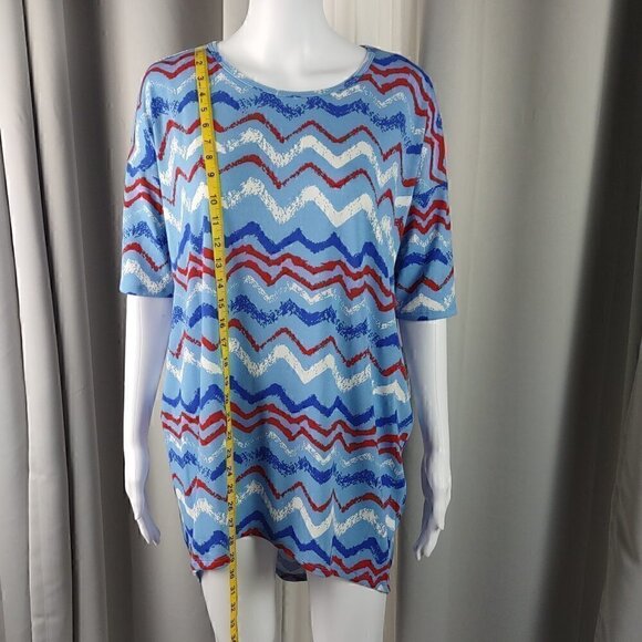 Lularoe Irma Blue, White, Red Top Size XS (NWT) - Picture 5 of 10